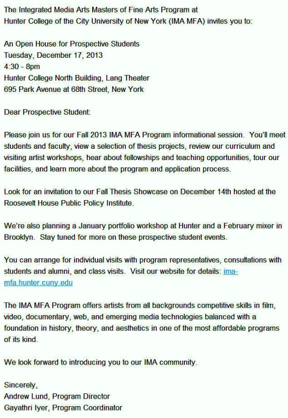 IMA Open House Message2